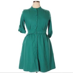 3/4 Sleeve Teal Button-Up Dress Sz S